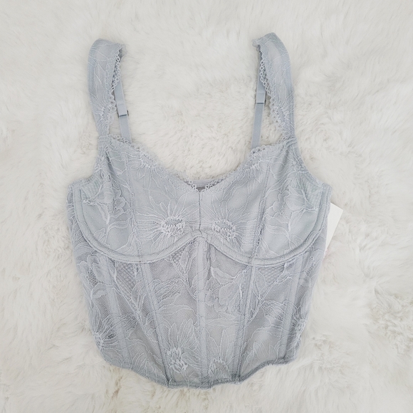 🩶GILLY HICKS LACE DETAIL CORSET TOP SIZE S - Picture 1 of 7